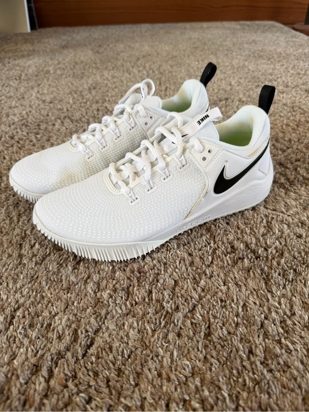 Nike White Mesh Trainers with Black Swoosh